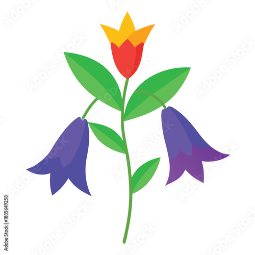 campanula punctata vector colorful on white background