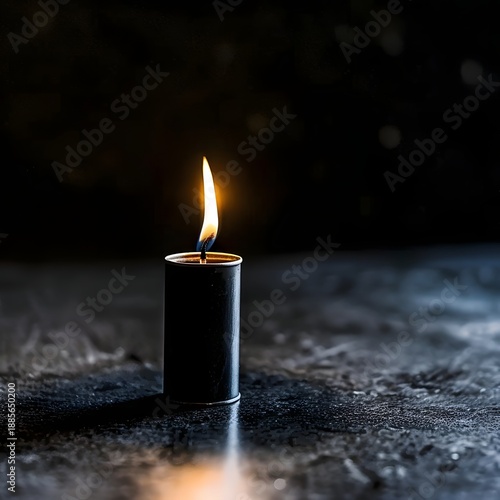 Wallpaper Mural Single Burning Candle on Dark Background – Minimal Moody Light Torontodigital.ca