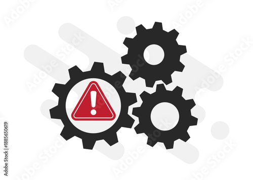 Warning Sign Inside Industrial Gears System Stock Illustration