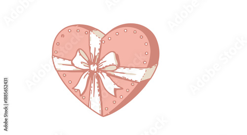 Heart-shaped gift box with bow Vector