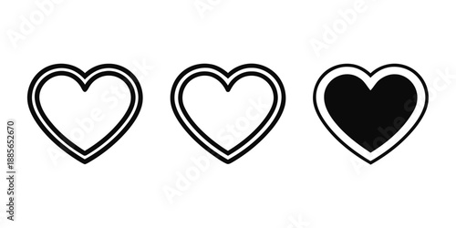 Simple heart icons in various styles Vector
