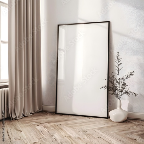 Wallpaper Mural Minimal Interior with Blank Poster Frame Near Window and Soft Natural Light Torontodigital.ca