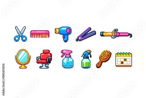 Beauty and hair salon icon set. Hairdressing, styling, flat icons collection