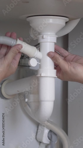 Vertical Close Up of Water Leaking from Broken Drain Pipe