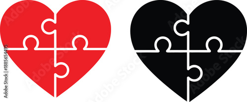 Puzzle hearts symbolize unity and connection, representing love and solutions through interlocking pieces