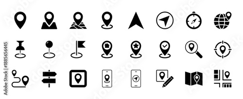 Map pin icon set. Vector illustration.