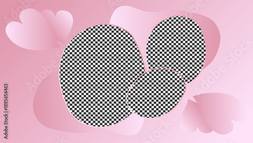 Modern Romantic Photo Collage Social Media Post Mockup Template Multiple Photo Frames Gradient Pastel Colorful Background Design Vector. Abstract Heart Hand Drawn Organic Shapes and Copy Space Area