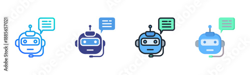 Chat Bot Icon Set Multiple Style Collection