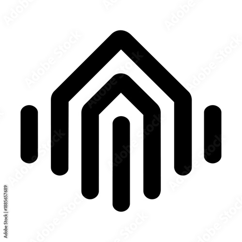 Wireless home signal mark representing sensors, connectivity, and real time smart home communication.