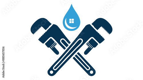 Plumbing tools with water drop icon