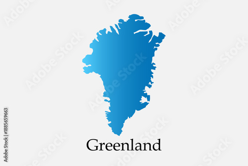 Blue Gradient Greenland Map Silhouette With Bold Greenland Label For Educational And Travel Branding.