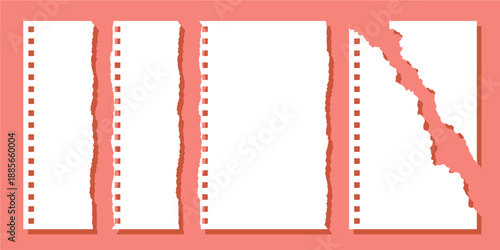 Torn Notebook Paper Pieces with Punch Holes