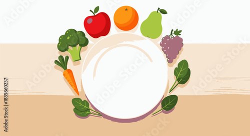 Healthy Food Arrangement on White Plate.