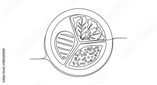 Simple Line Drawing of a Divided Plate.