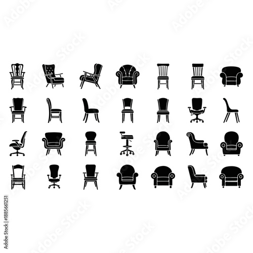 Collection of Various Chair Silhouettes for Design.