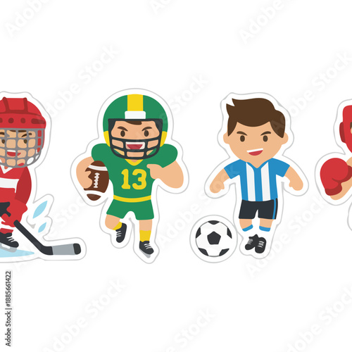 Diverse group of cartoon athletes representing various sports.