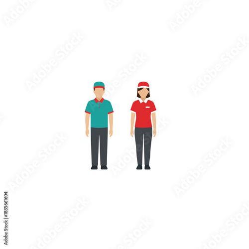 Two Delivery Men Standing Together.