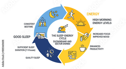Sleep Energy Cycle Diagram Infographic Illustration.