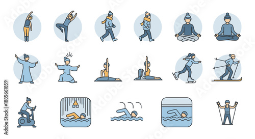 Yoga Poses and Meditation Illustrations.