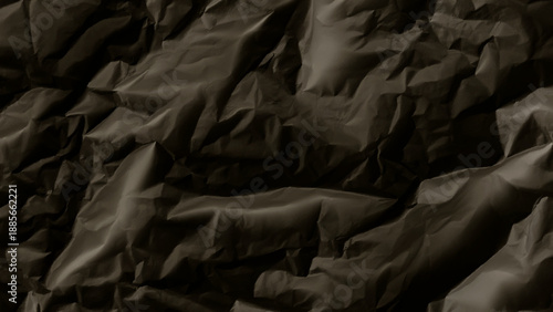 Crumpled black paper texture background closeup view