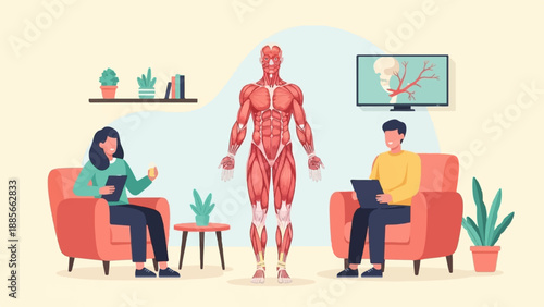 Doctor explaining human anatomy to patients in a clinic