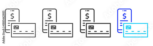 Cash Connect icon set collection creative outline style for finance toolkit with multiple thickness variations suitable for digital design branding ui ux web app