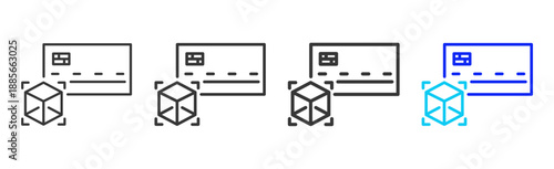 Card Token icon set collection creative outline style for finance toolkit with multiple thickness variations suitable for digital design branding ui ux web app