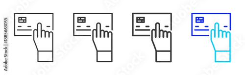 Card Transfer icon set collection creative outline style for finance toolkit with multiple thickness variations suitable for digital design branding ui ux web app