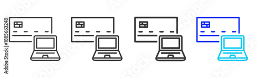 Digital Card icon set collection creative outline style for finance toolkit with multiple thickness variations suitable for digital design branding ui ux web app