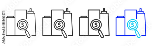 Market Scan icon set collection creative outline style for finance toolkit with multiple thickness variations suitable for digital design branding ui ux web app