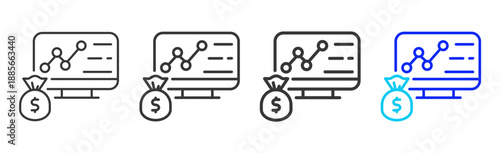 Profit Chart icon set collection creative outline style for finance toolkit with multiple thickness variations suitable for digital design branding ui ux web app