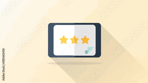 Digital device displays three yellow stars and a light blue notification icon