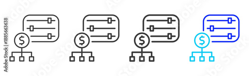 Control Stake icon set collection creative outline style for finance toolkit with multiple thickness variations suitable for digital design branding ui ux web app