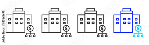 Corp Equity icon set collection creative outline style for finance toolkit with multiple thickness variations suitable for digital design branding ui ux web app