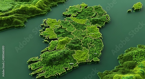 Aerial View of Lush Green Islands and Surrounding Waters with Dense Vegetation