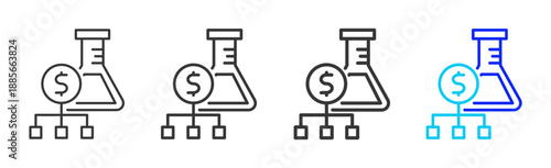 Finance Lab icon set collection creative outline style for finance toolkit with multiple thickness variations suitable for digital design branding ui ux web app