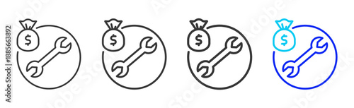 Wealth Fix icon set collection creative outline style for finance toolkit with multiple thickness variations suitable for digital design branding ui ux web app