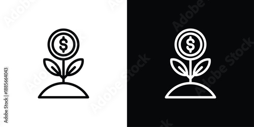 Return On Investment Icon Sheet Black And White