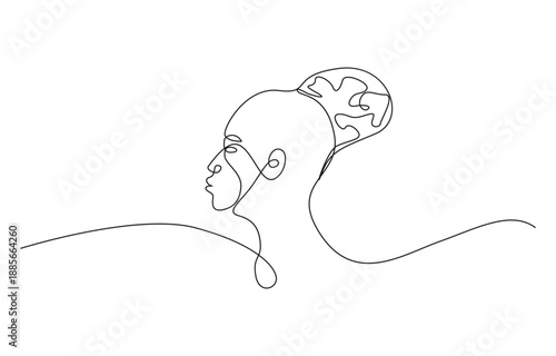 African man drawing one continuous line. Happy juneteenth, black history month, emancipation, diverse. black history month design.  