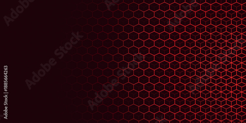Abstract background with glowing red hexagon lines design. Modern and futuristic vector design for cover, banner, brochure, presentation and website. EPS. 2