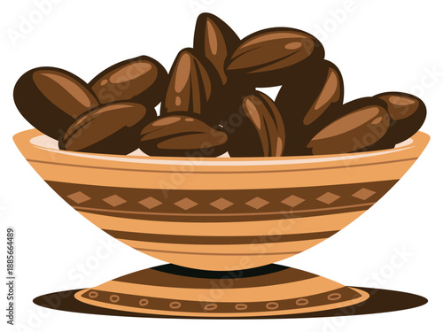 Decorative bowl filled with nuts