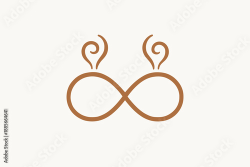 Stylized infinity symbol with steam, representing endless possibilities and warmth