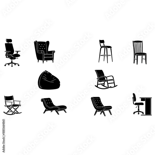Collection of Diverse Seating Furniture Silhouettes.