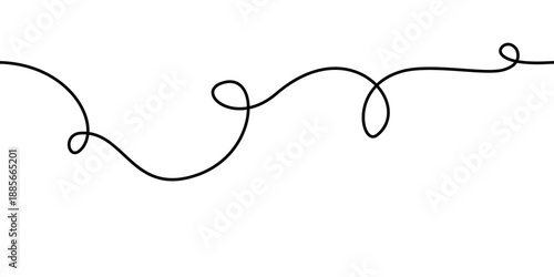 Minimal seamless cable squiggle line texture, black curvy curve drawing loop. This seamless cable squiggle line feels playful.