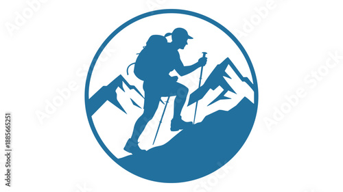 Mountaineer ascending peak