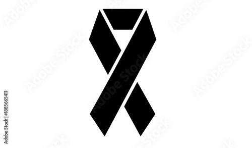 Modern Black Ribbon Symbol Vector Icon for Awareness and Memorial Design