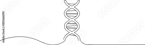 DNA one continuous line art, Vector illustration, One line art, Line art graphic style