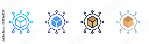 Blockchain Icon Set Multiple Style Collection