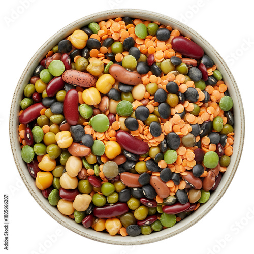 Mixed Lentils and Pulses in Bowl Isolated