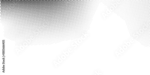 Grunge halftone gradient background. Faded grit noise texture. White and black sand wallpaper. Retro pixelated backdrop. Anime or manga style comic overlay. Vector graphic design textured template